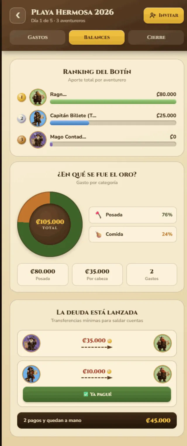 Balances and settlement
