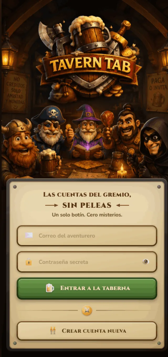 Tavern Tab welcome screen